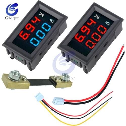 DC 100V 100A Mini Digital Voltmeter Ammeter With Shunt Panel 0.56" LED Dual Display Voltage Current Indicator Monitor Detector