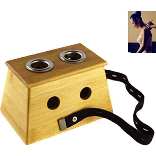 Blessfun Two-holes Bambo wood Moxa Box for Acupuncture Points Moxibustion Massage Comfort care