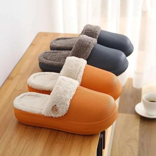 Men Women Shoes Winter Warm Anti-Slip Indoor Home Slippers Soft Sole Comfortable Shoes Male Female Footwear Flip Flops
