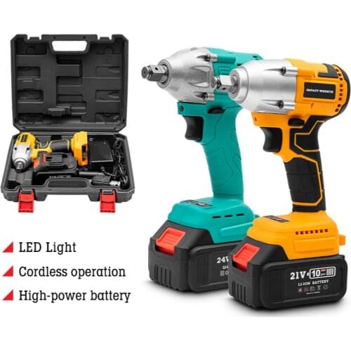 21V Heavy Electric Wrench 320Nm LED Light Cordless wrench with 14-22mm Sleeve Rechargeable Electric screwdriver for Car Repair