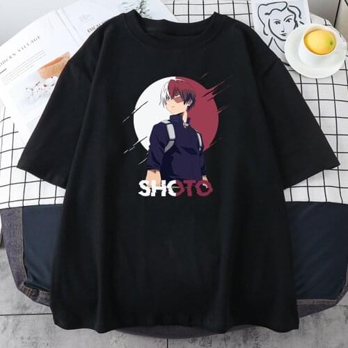 Women Oversized T Shirts My Hero Academia Todoroki Shoto Print O Neck Tshirts Female Casual Anime Clothes Short Sleeve Tshirt