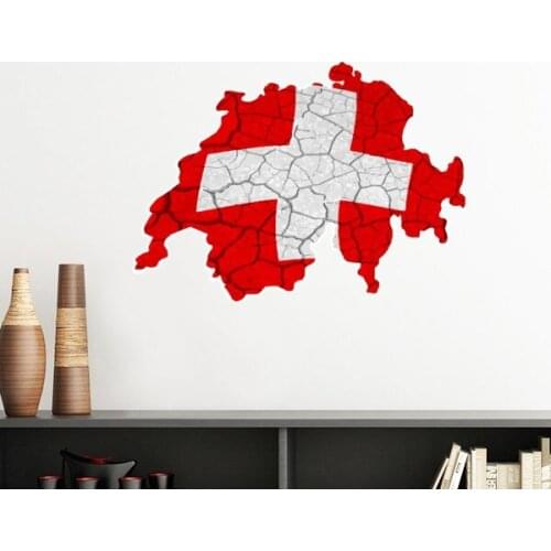 Map Switzerland Abstract Flag Pattern Removable Wall Sticker Art Decals Mural DIY Wallpaper for Room Decal