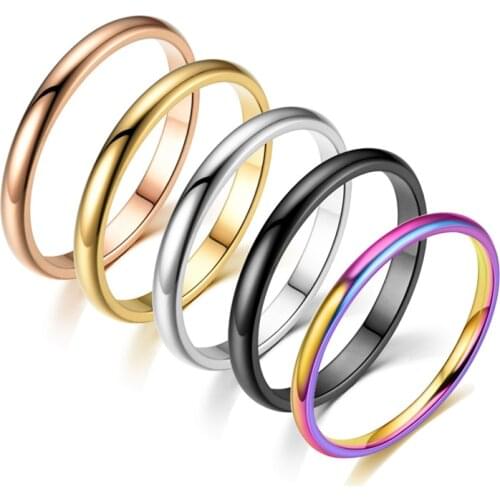 New Simple Couple Ring Women Fine Ball Glossy Stainless Steel Ring Jewelry Rose Gold Titanium Steel Fashion Ring Birthday Gift
