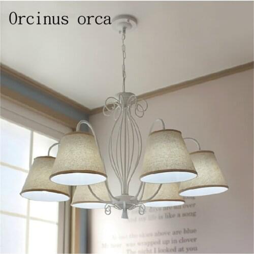 Korean chandelier American garden simple living room bedroom restaurant chandelier Nordic Iron Chandelier