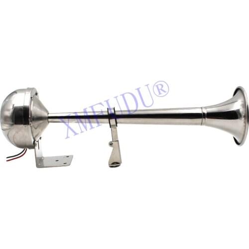 Marine Trumpet Horn Stainless Steel Low Tone Single Boat Horn 12V 16-1/8 inch