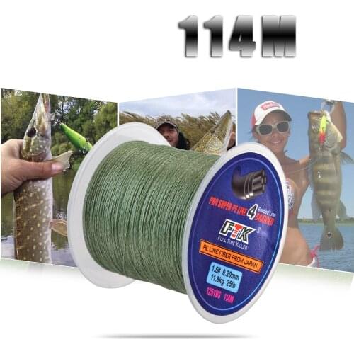 FTK 114M Braided Wire PE Braided 0.4#-6.0# Code 4 Strands 8-60LB PE Braided 0.1-0.4mm Multifilament Fishing Line for Saltwater