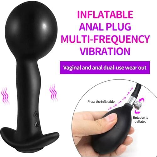 Inflatable Huge Vibrating Anal Butt Plug Anal Balls Women Vaginal Anal Dilator Expandable Silicone Men Prostate Massager Sex Toy