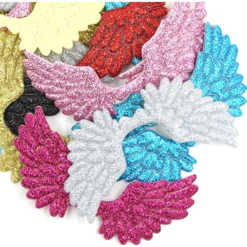 20Pcs Bling Angel Wing Patches Multicolor Sequin Patch For Children Sew On Clothes DIY Hair Clips Headwear Cake Decoration