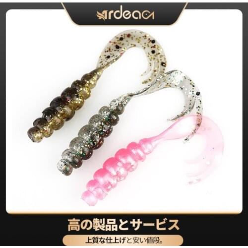 Ardea Soft Lures Silicone Bait 10pcs 4243mm 0.8g Artificial Curly Worm tail Swimbait Wobblers Carp Double Color Fishing Tackle