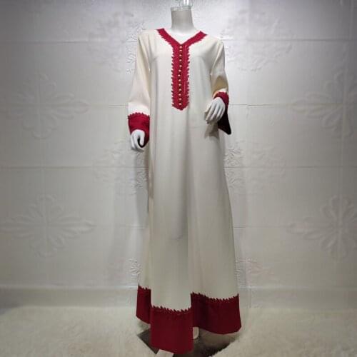 Plus Size 2021 Summer Dress for Women Loose Fashion Contrast Color Patchwork Arabic Dubai Muslim Islamic Clothing