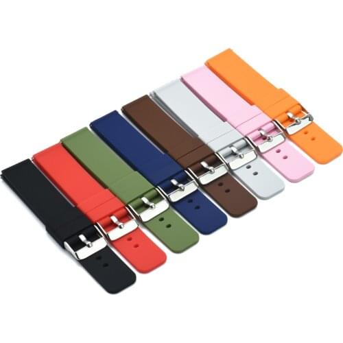 New Smooth Flat Silicone Straps 20mm 22mm For Huawei Samsung Galaxy Xiaomi Haylou Solar Watch Waterproof Diving Sport Watch Band