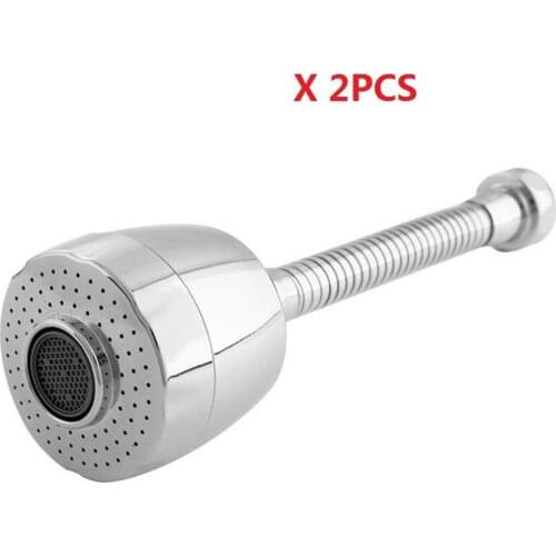 2PCS 360° Rotation Stainless Shower Faucet Kitchen Water-saving Filter 18cm Water Extended Splash-proof Filter Mouth