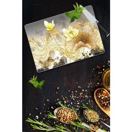 Glass Cutting Board White Lily Patterned Glass Cutting Plate heat Resistant Glass 30x40 Chopping Block Glass High Quality print