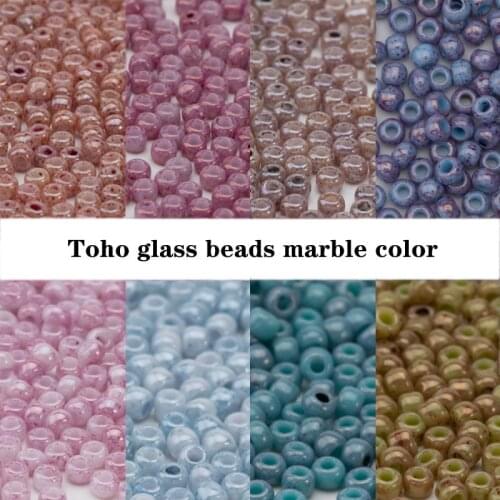 Taidian Japan Toho Glass Beads 2mm 3mm Round Marble Multicolor Retro Bead Crochet For Women Pearls De Mármol 5/10/20grams