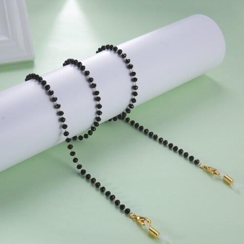 Teamer Sunglasses Masking Chains Black Crystal Beads Eyeglasses Necklace Metal Cord Lanyard Eyewear Necklace Jewelry Gift