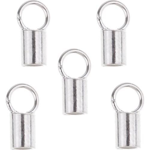 5 Piece 925 Sterling Tube Crimp Beads Cord End Caps Stoppers Jewelry Making Findings for DIY Necklace Bracelet Supplies