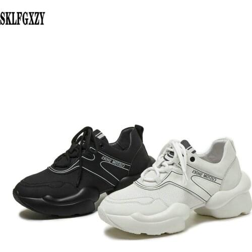 Women Real Leather Pumps Shoes Fashion Vulcanized Women Shoes Lace Up Round Toe Casual Women Footwear Size 34-42