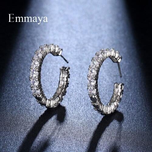 Emmaya Elegant Ornament For Female Fashion Design Silver Plated Stud Earring With Different Zirconia Geomery Shape Cool Gift