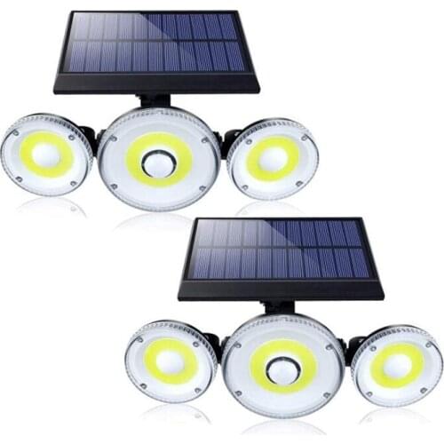 2 Pcs Solar Light Outdoor Motion Sensor,270° Wide-Angle Lighting 70 LED Solar Light,3 Adjustable Heads Solar Floodlight