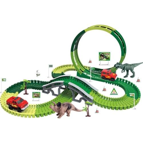 Magical Dinosaur World Race Track Easy To Assemble Dinosaur World Car And Track, Create A Road Across Christmas Birthday Gift