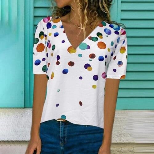 Ladies Summer Clothes For Women T-Shirt Polka Dot Printed Short Sleeve Shirt Tops Tee Shirts ropa mujer Loose футболка оверсайз