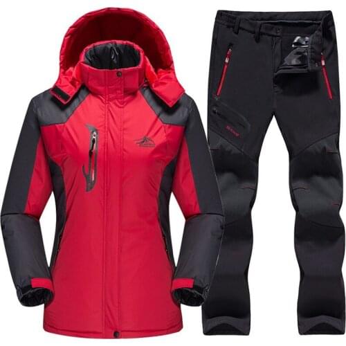 Women Waterproof Ski Jacket Suit Female Winter Outdoor Camping Hiking Skiing Snowboard Fleece Thermal Jacket Pants Sets L-4XL