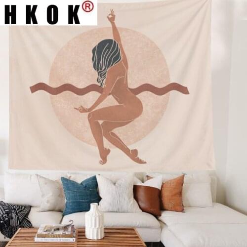 HKOK Women Yoga Sport Bohemia Tapestry Wall Hanging Covering Rug Background Cloth Beach Mat Blanket Art Bedroom Dorm Home Decor