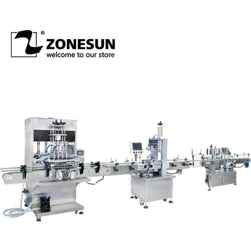 ZONESUN ZS-FAL180P6 Jar Honey Hand Sanitizer Liquid Automatic Water Bottle Filling Capping And Labeling Machine For Juice Milk