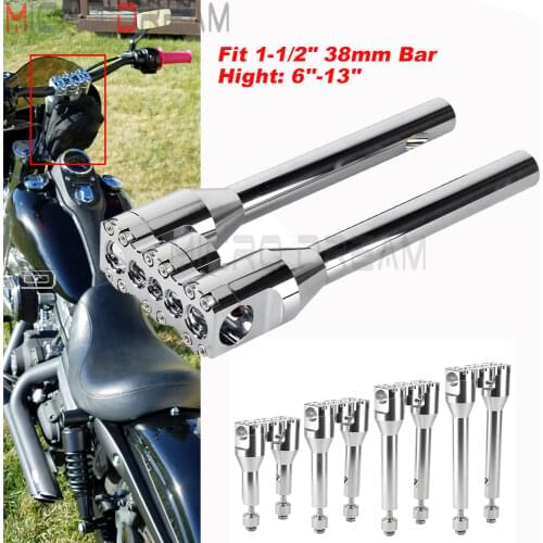 1-1/2" Club Straight Upright Modular Handlebar Risers Motorbike Extend Riser Top Clamp Kit For Harley Dyna FXR Sportster Softail