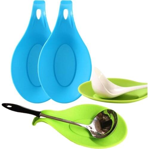 1pc Food Grade Silicone Spoon Holder Mat Heat Resistant Placemat Spoon Rests Stand Rack Gadget Kitchen Tools Pad Accessories