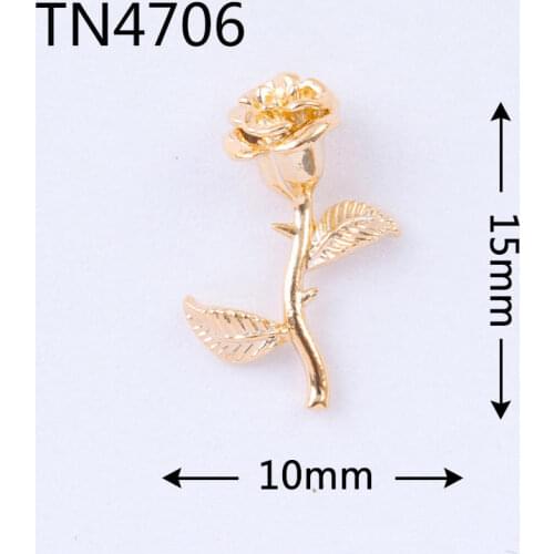 10pcs/lot TN4706 3D Real gold rose Metal nail art decorations nails accessories nail supplies nails art jewelry Nail Charms