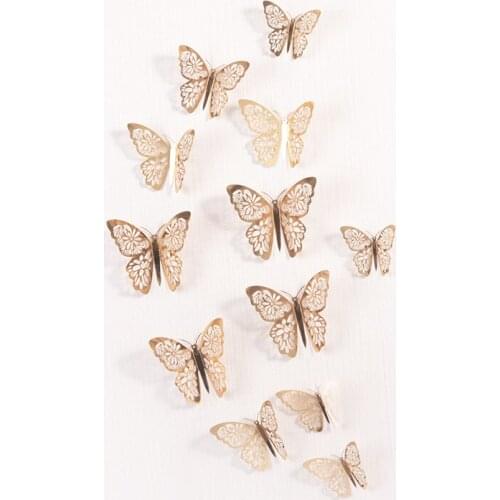 12 Pcs/Set 3D Wall Stickers Hollow Butterfly for Kids Rooms Home Wall Decor DIY Mariposas Fridge stickers Room Decoration