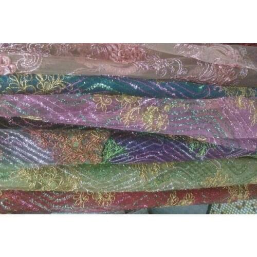 2017 colorful rainbow flower party dress fabric Christmas day party desk cover luxury floor cover embroidery fabric fancy work