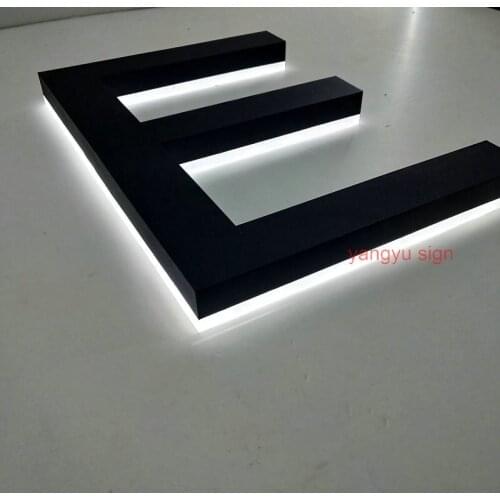 Company wall logo stainless steel back lit 3d led signage