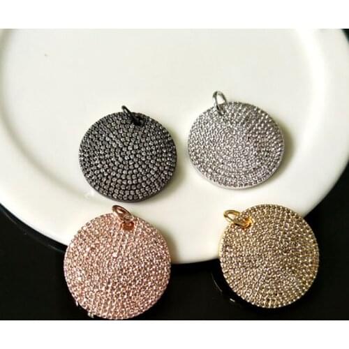 5Pcs Tiny CZ crystal Charm,CZ zircon Stone Micro pave Turkish Style round Pendant,Jewelry Finding DIY necklace making P605