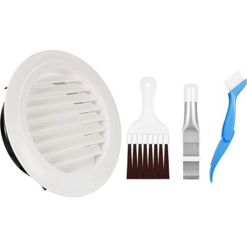 8 Inch Round Air Vent ABS Louver Grille Cover White Soffit Vent with 3Pcs Air Conditioner Manual Cleaning Tool Fin Comb