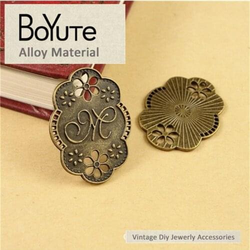 BoYuTe (60 Pieces/Lot) 30*23MM Zinc Alloy Antique Bronze Plated Metal Pendant Diy Word M Plated Jewelry Making Materials