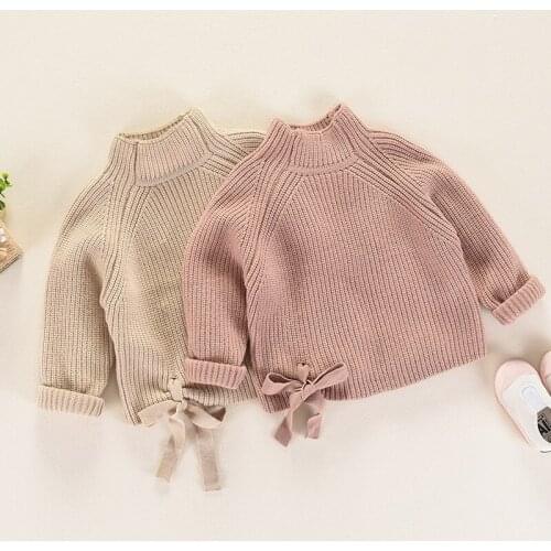 Girl Sweater Autumn Winter Children Girls Clothes Bow Woolen Cotton Toddler Girls Knit Kids Knitted Clothes Sweater For Girls