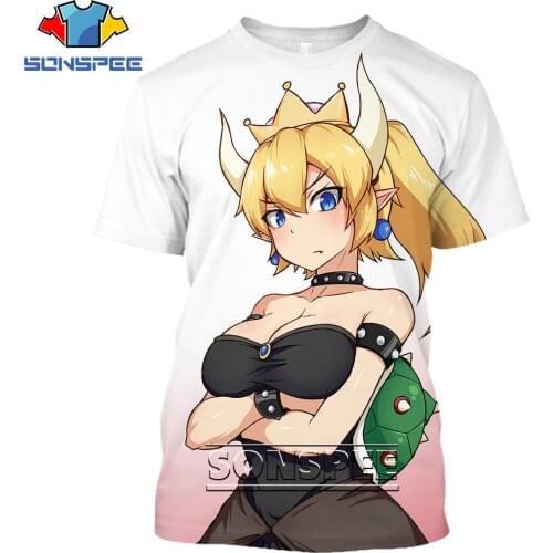 SONSPEE Anime Sexy Bowsette T Shirt 3D Print Summer Fashion Harajuku Style Men Women Short Sleeve Streetwear T-Shirts Homme Gym