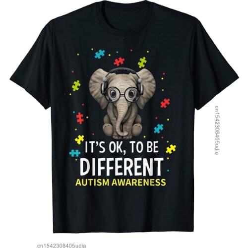 Its Ok To Be Different Elephant Autism Awareness T-Shirts Mens Funny Summer Men Clothes Printing T Shirts