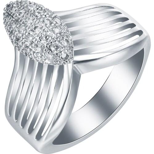 Hainon Fashion Simple Twist Design White Zircon Rings New Trendy Fashion Women Wedding Engagement Gift Luxury Rings Jewelry