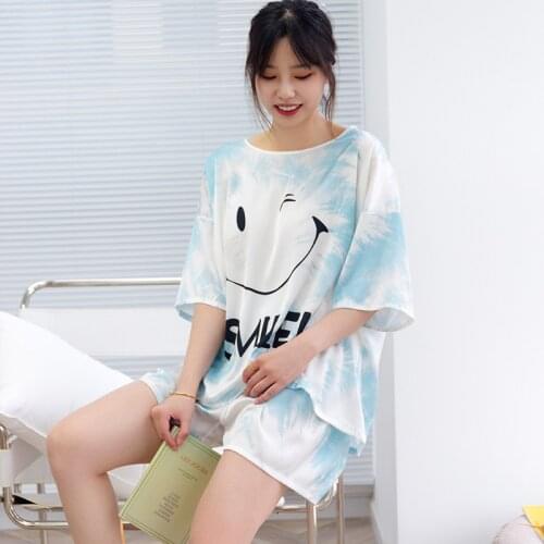 Short Sleeve Silk Pajamas Two Piece Set Women Summer Cute Pajama Silk Pijama Sleepwear Homewear Comfort Casual Nightwear Pjs