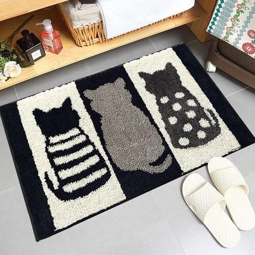 Bathroom Rug Mat, Cute Three Kitten Non Slip Bath Mat , Machine Washable, Extra Soft and Absorbent Shaggy Carpet