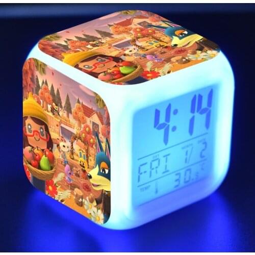 Flashing 7 Colors Change Touch light Alarm Clock Animal Crossing Anime Figrue Model Toys for baby