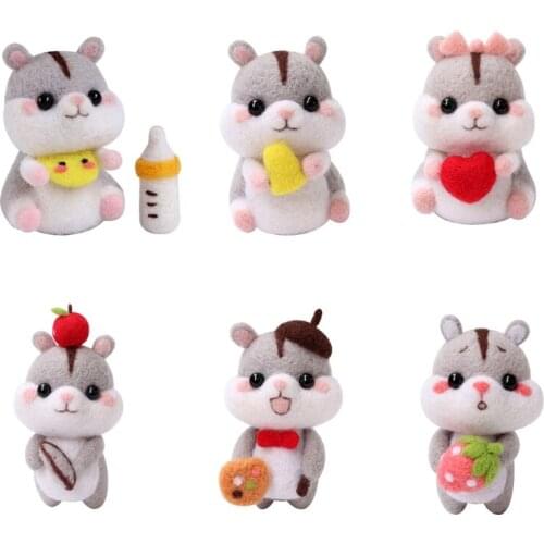 Cute Animal Hamster Wool Felt Doll Craft Handmade DIY Unfinished Poked Material