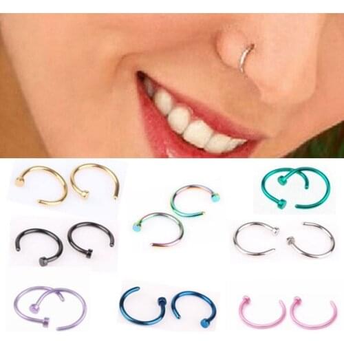 Fashion Titanium Steel Nose Ring Stainless Steel Nose Ring Titanium Steel Fake Nose Ring C- Shaped Nose Studs Piercing Jewelry