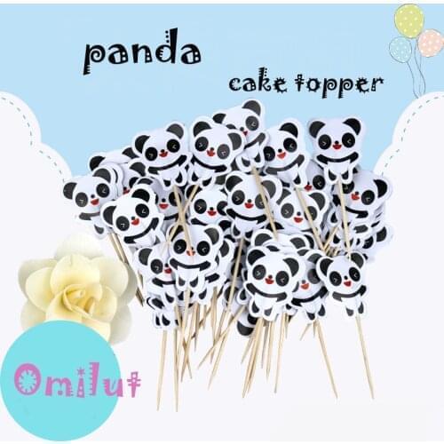 Omilut 24pcs Panda Birthday Party Cake Topper Baby Shower Panda Cake Decor Supplies Birthday Party 1th Decor For Child