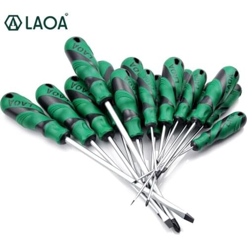LAOA 1pcs Slotted Screwdriver S2 Material Phillips Screwdrivers Double Color handle Screw Driver With Magnetism