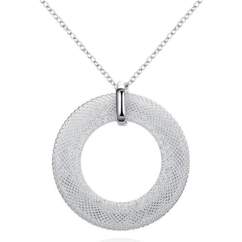 925 Sterling Silver Necklace For Women network circle Pendant 18 inches Christmas gifts high quality Fashion party Jewelry