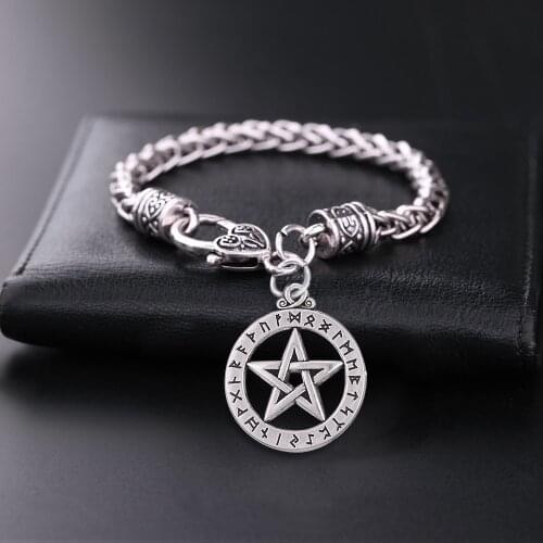 Teamer Punk Supernatural Pentacle Pentagram Charm Bracelets Witch Protection Star Amulet Bracelets Man Jewelry